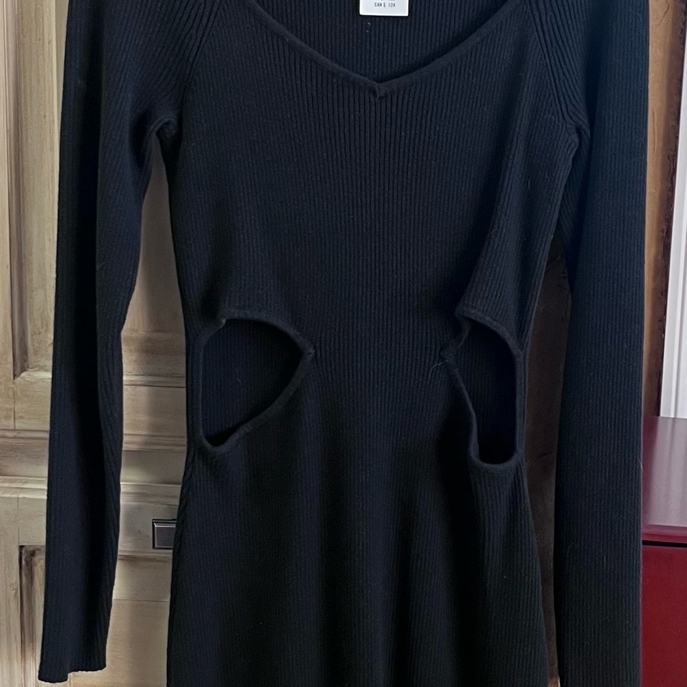 Abercrombie & Fitch Elegant Black Cut-Out Long Sleeve Dress